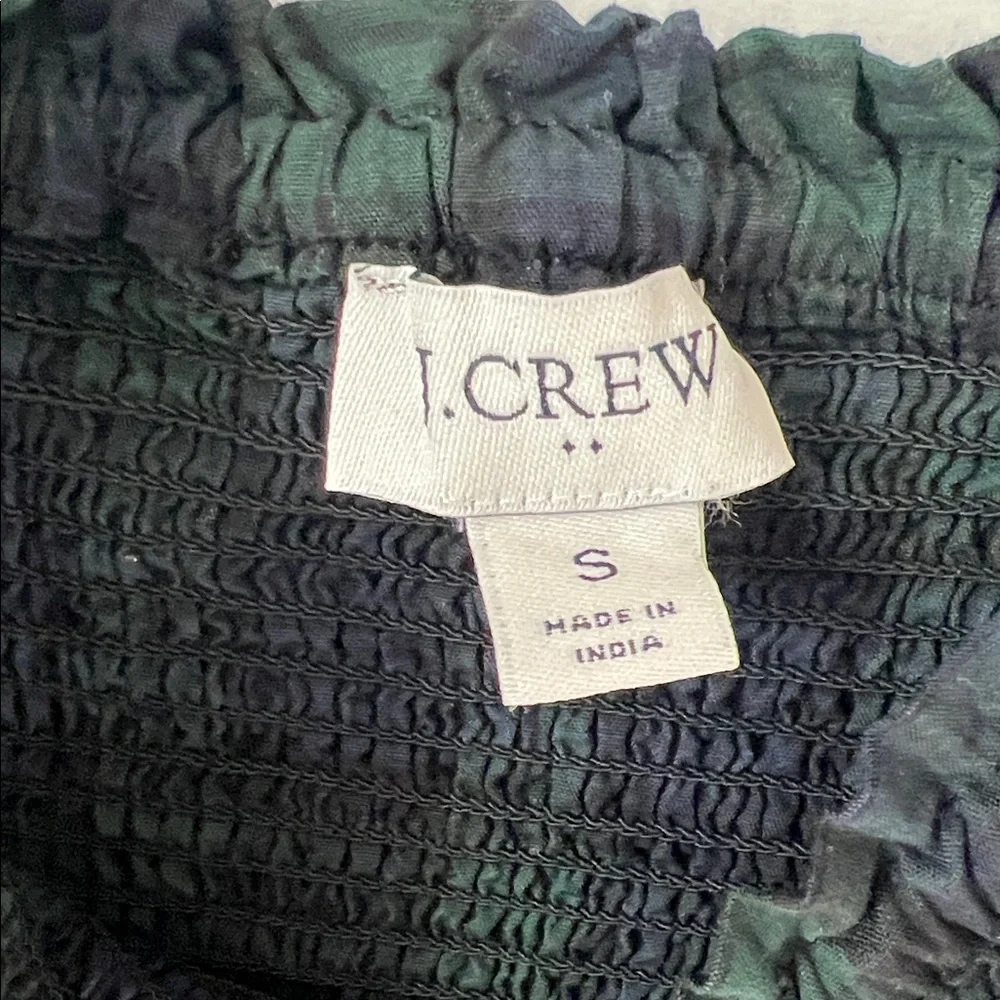 [J Crew] Navy Tartan Plaid Cotton Smocked Tiered Midi Nap Dress - Picture 5 of 7